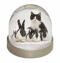 Belgian Dutch Rabbits and Kitten Snow Globe Photo Waterball