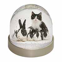 Belgian Dutch Rabbits and Kitten Snow Globe Photo Waterball