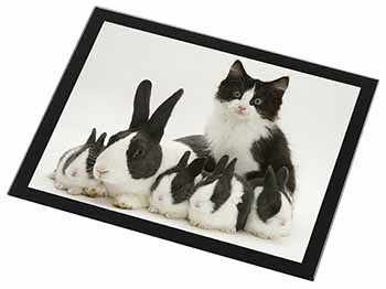 Belgian Dutch Rabbits and Kitten Black Rim High Quality Glass Placemat