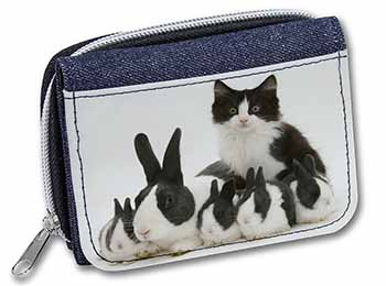 Belgian Dutch Rabbits and Kitten Unisex Denim Purse Wallet