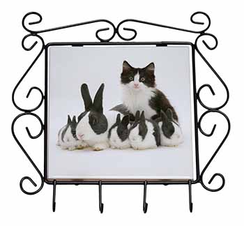 Belgian Dutch Rabbits and Kitten Wrought Iron Key Holder Hooks