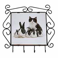 Belgian Dutch Rabbits and Kitten Wrought Iron Key Holder Hooks