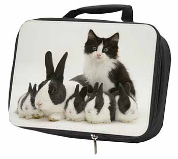 Belgian Dutch Rabbits and Kitten Black Insulated School Lunch Box/Picnic Bag
