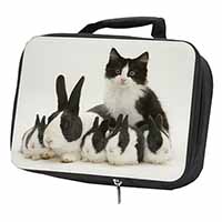 Belgian Dutch Rabbits and Kitten Black Insulated School Lunch Box/Picnic Bag