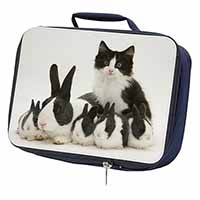 Belgian Dutch Rabbits and Kitten Navy Insulated School Lunch Box/Picnic Bag