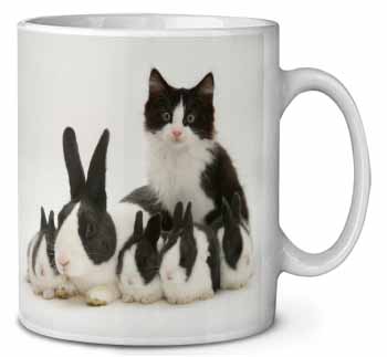 Belgian Dutch Rabbits and Kitten Ceramic 10oz Coffee Mug/Tea Cup