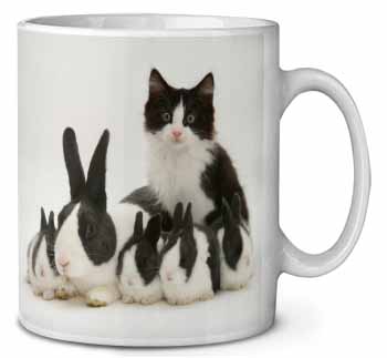 Belgian Dutch Rabbits and Kitten Ceramic Coffee Mug/Tea Cup