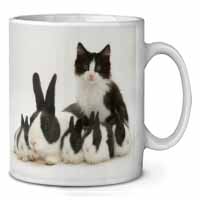 Belgian Dutch Rabbits and Kitten Ceramic Coffee Mug/Tea Cup