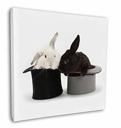 Rabbits in Top Hats Square Canvas 12"x12" Wall Art Picture Print