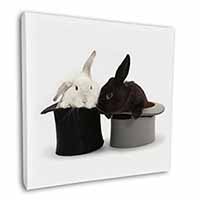 Rabbits in Top Hats Square Canvas 12"x12" Wall Art Picture Print