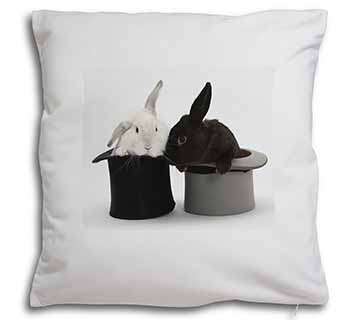 Rabbits in Top Hats Soft White Velvet Feel Scatter Cushion