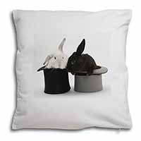 Rabbits in Top Hats Soft White Velvet Feel Scatter Cushion