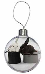 Rabbits in Top Hats Christmas Bauble