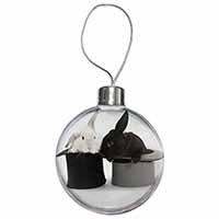 Rabbits in Top Hats Christmas Bauble