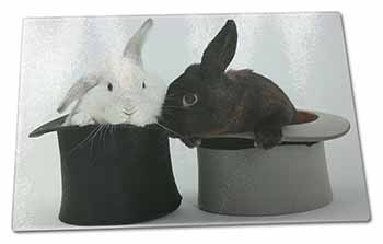 Large Glass Cutting Chopping Board Rabbits in Top Hats