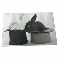 Large Glass Cutting Chopping Board Rabbits in Top Hats