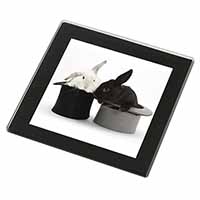 Rabbits in Top Hats Black Rim High Quality Glass Coaster