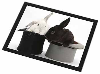Rabbits in Top Hats Black Rim High Quality Glass Placemat