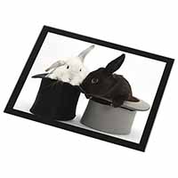 Rabbits in Top Hats Black Rim High Quality Glass Placemat