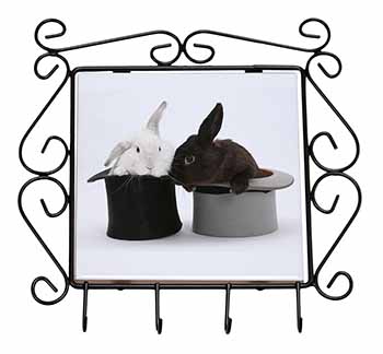 Rabbits in Top Hats Wrought Iron Key Holder Hooks