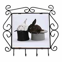 Rabbits in Top Hats Wrought Iron Key Holder Hooks