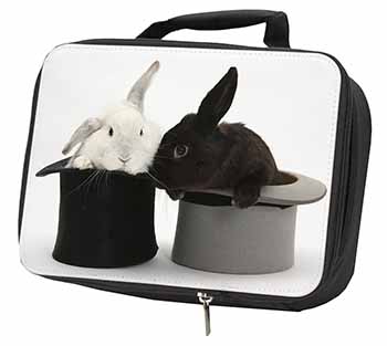 Rabbits in Top Hats Black Insulated School Lunch Box/Picnic Bag