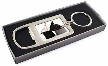 Rabbits in Top Hats Chrome Metal Bottle Opener Keyring in Box