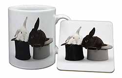 Rabbits in Top Hats Mug and Coaster Set