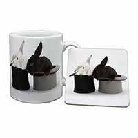 Rabbits in Top Hats Mug and Coaster Set