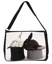 Rabbits in Top Hats Large Black Laptop Shoulder Bag School/College