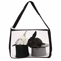 Rabbits in Top Hats Large Black Laptop Shoulder Bag School/College