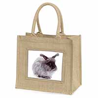 Silver Angora Rabbit Natural/Beige Jute Large Shopping Bag