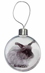 Silver Angora Rabbit Christmas Bauble