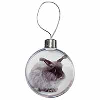 Silver Angora Rabbit Christmas Bauble