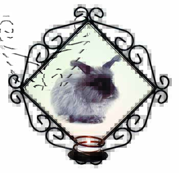 Silver Angora Rabbit Wrought Iron Wall Art Candle Holder