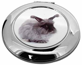 Silver Angora Rabbit Make-Up Round Compact Mirror