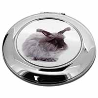 Silver Angora Rabbit Make-Up Round Compact Mirror