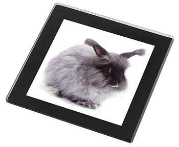 Silver Angora Rabbit Black Rim High Quality Glass Coaster