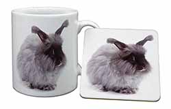 Silver Angora Rabbit Mug and Coaster Set