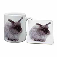 Silver Angora Rabbit Mug and Coaster Set
