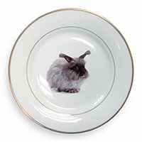 Silver Angora Rabbit Gold Rim Plate Printed Full Colour in Gift Box