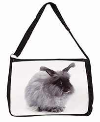 Silver Angora Rabbit Large Black Laptop Shoulder Bag School/College