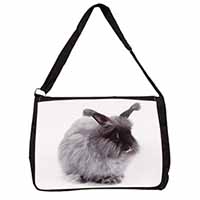 Silver Angora Rabbit Large Black Laptop Shoulder Bag School/College