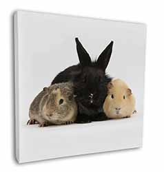 Rabbit and Guinea Pigs Print Square Canvas 12"x12" Wall Art Picture Print