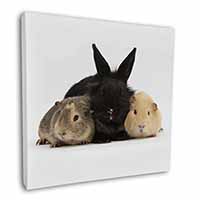 Rabbit and Guinea Pigs Print Square Canvas 12"x12" Wall Art Picture Print