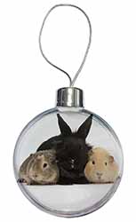 Rabbit and Guinea Pigs Print Christmas Bauble