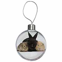 Rabbit and Guinea Pigs Print Christmas Bauble