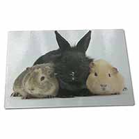 Large Glass Cutting Chopping Board Rabbit and Guinea Pigs Print