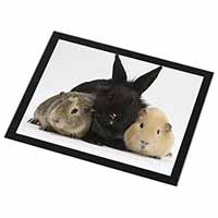 Rabbit and Guinea Pigs Print Black Rim High Quality Glass Placemat