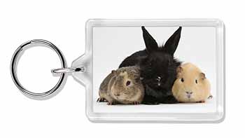 Rabbit and Guinea Pigs Print Photo Keyring printed full colour